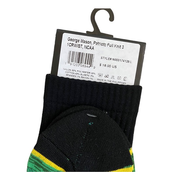 Strideline NCAA George Mason Patriots Full Knit Crew Socks - Picture 10 of 13